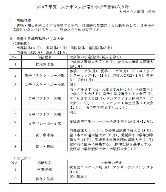 部活動基本方針①