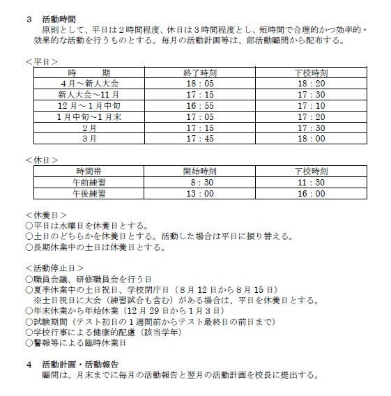 部活動基本方針②